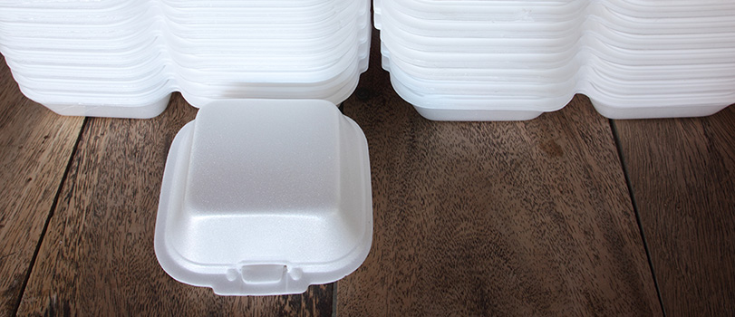 Stacks of styrofoam containers